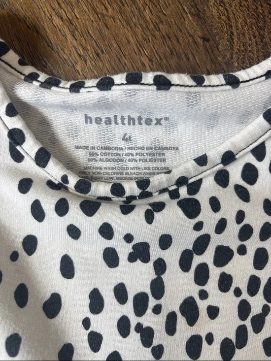 healthtex Cream Dress with Black Spot Print and Ruffle Sleeves - Picture 4 of 5